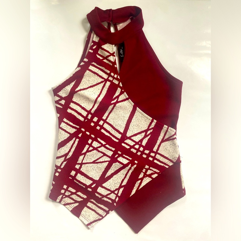 Lette Maroon & White & Black Specks Blouse